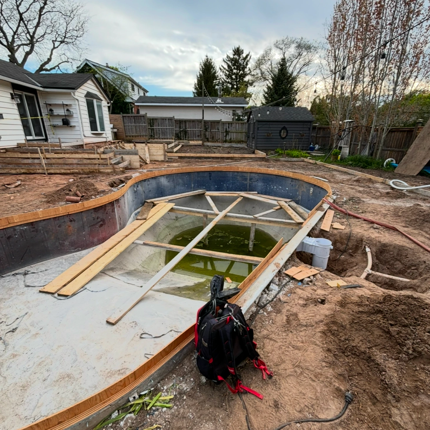 A pool under construction