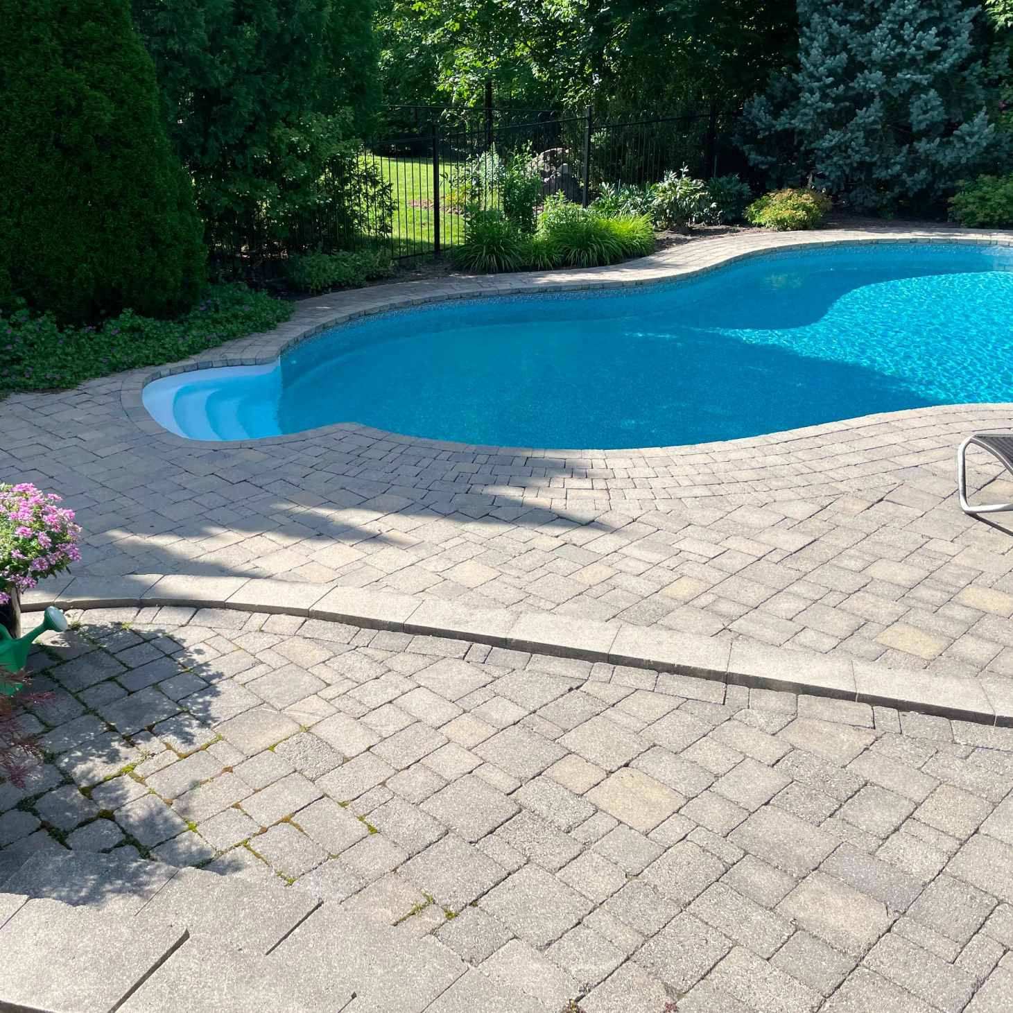 A backyard with a pool